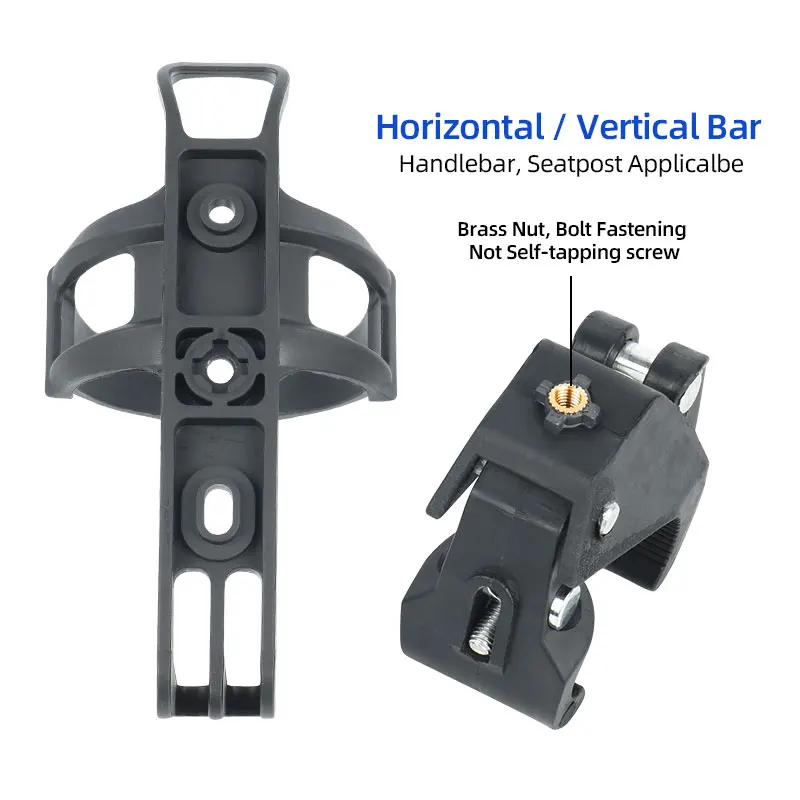 Bicycle Bottle Cage Vertical Horizontal Bar Install Handlebar Seat Post Mount Water Kettle Carry Quick Release Nylon Robust Rack