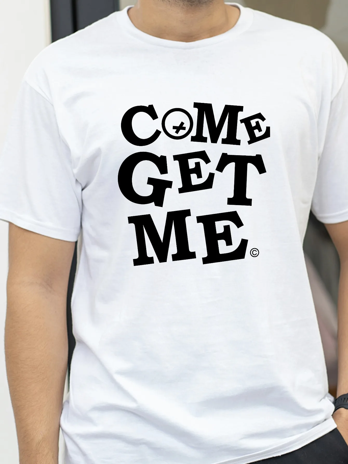 

COME GET ME Print Sporty Men T-shirt Outdoor Street Casual Fitness Loose Hip-hop Running Comfortable Pure Cotton Short Sleeve