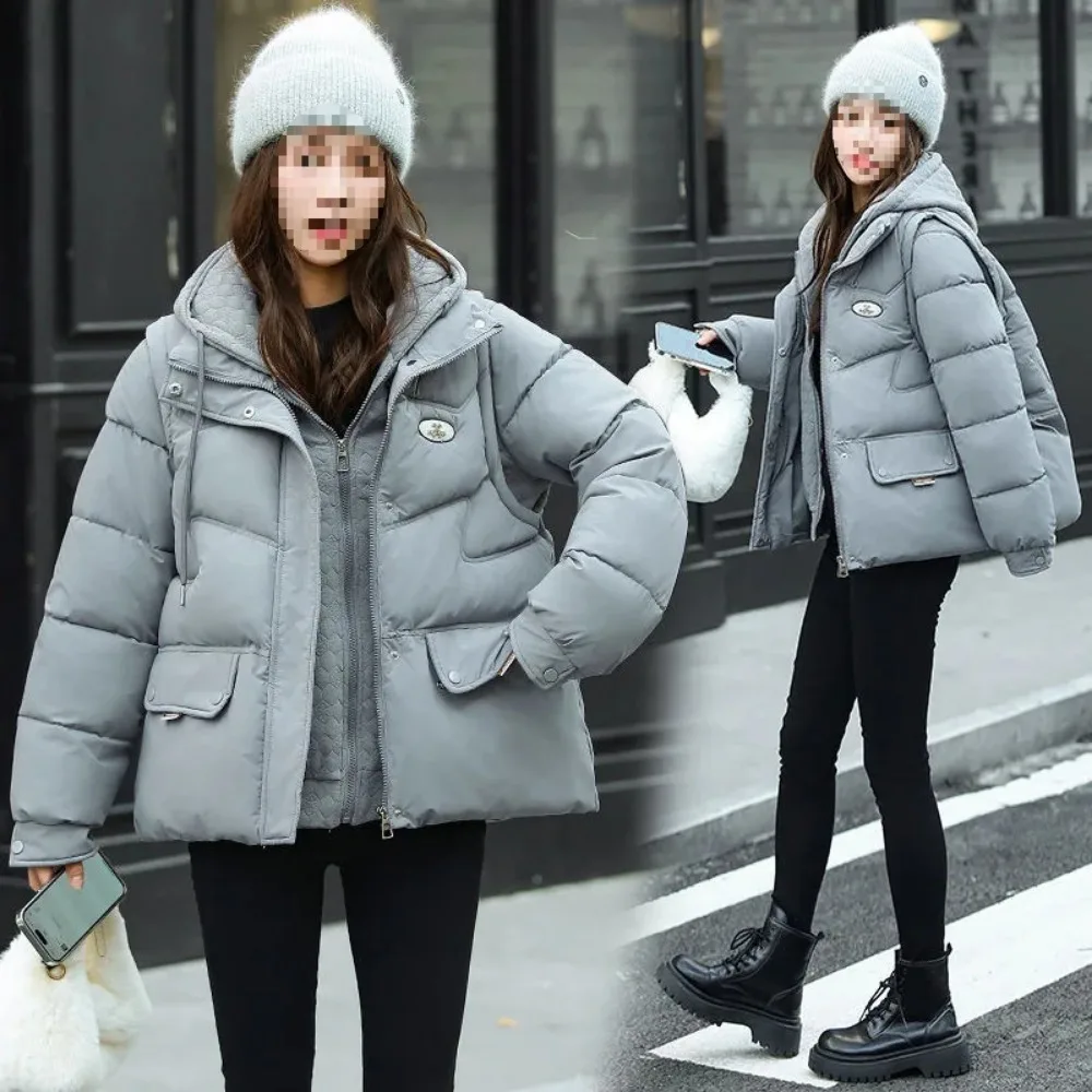 

Fashionable Women's Mid-Length Jacket Vest Set Three Ways To Wear Ultra-Short Sleeveless Polo Collar Zipper Splicing Gored