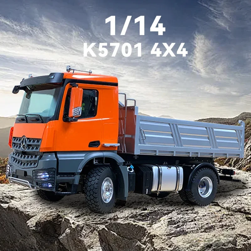 1/14 KABOLITE K5701 4x4 Remote Control Truck Screw Dump Truck with Light and Sound System Engineering Vehicle Toys for Boys