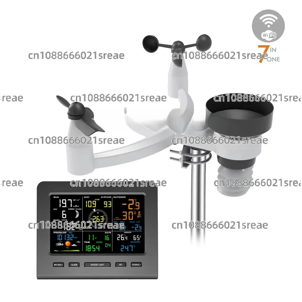 

Weather Station Wind Speed Wind Direction UV Illumination Rainfall Temperature And Humidity Weather Forecast Electronic Clock