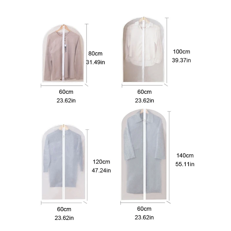 12pcs Hanging Garment Bags Lightweight Clear Clothes Cover Full Zipper Suit Bag for Closet Storage Drop shipping