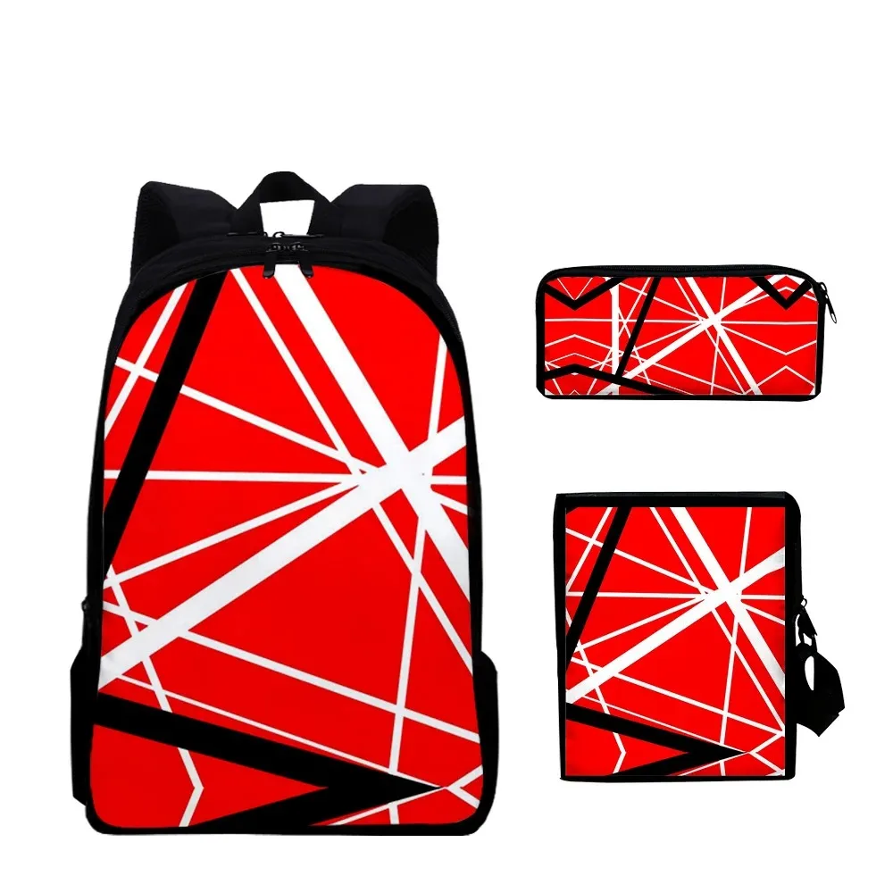 Harajuku Eddie Van Halen 3D Printing Student Backpack School Backpacks, Laptop Backpack, Tilt Shoulder Bag, Case, 3Pcs per Set