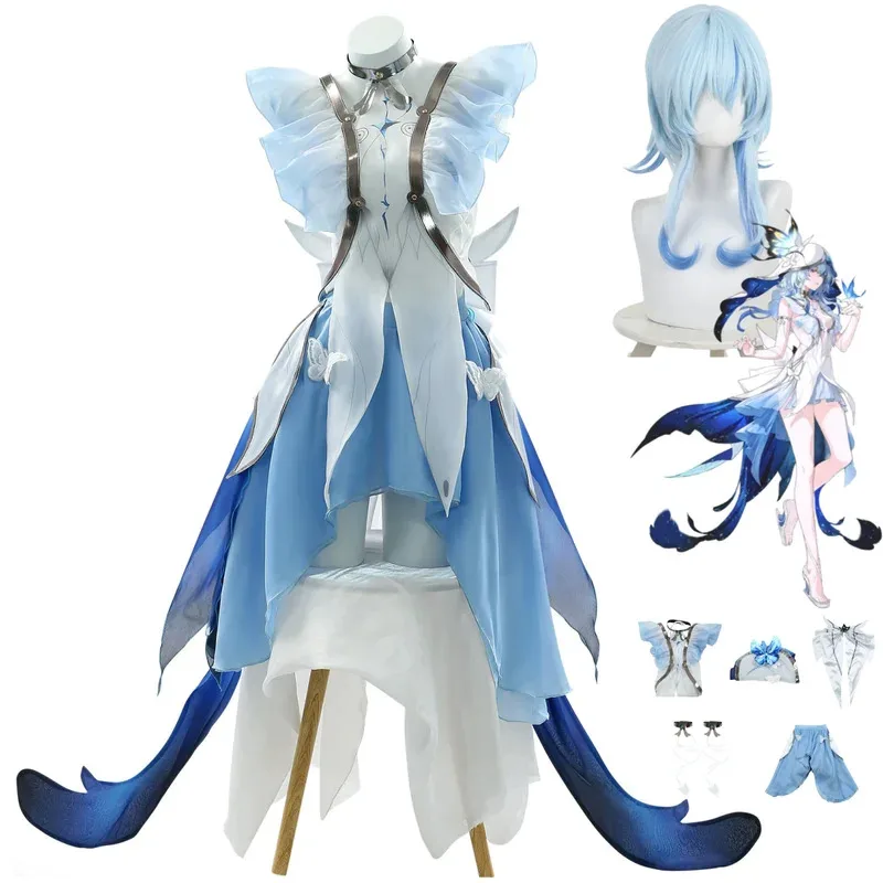 

Game Wuthering Waves Rover The Shorekeeper Cosplay Costume THE BLACK SHORES White Skirt Wig Woman Sexy Carnival Halloween Suit