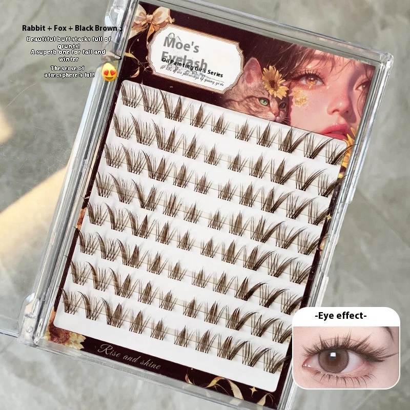 Pestañas postizas marrones sin pegamento, No necesita eliminación, ojos de zorro esponjosos naturales, pestañas reutilizables, fácil de aplicar, uso diario ligero