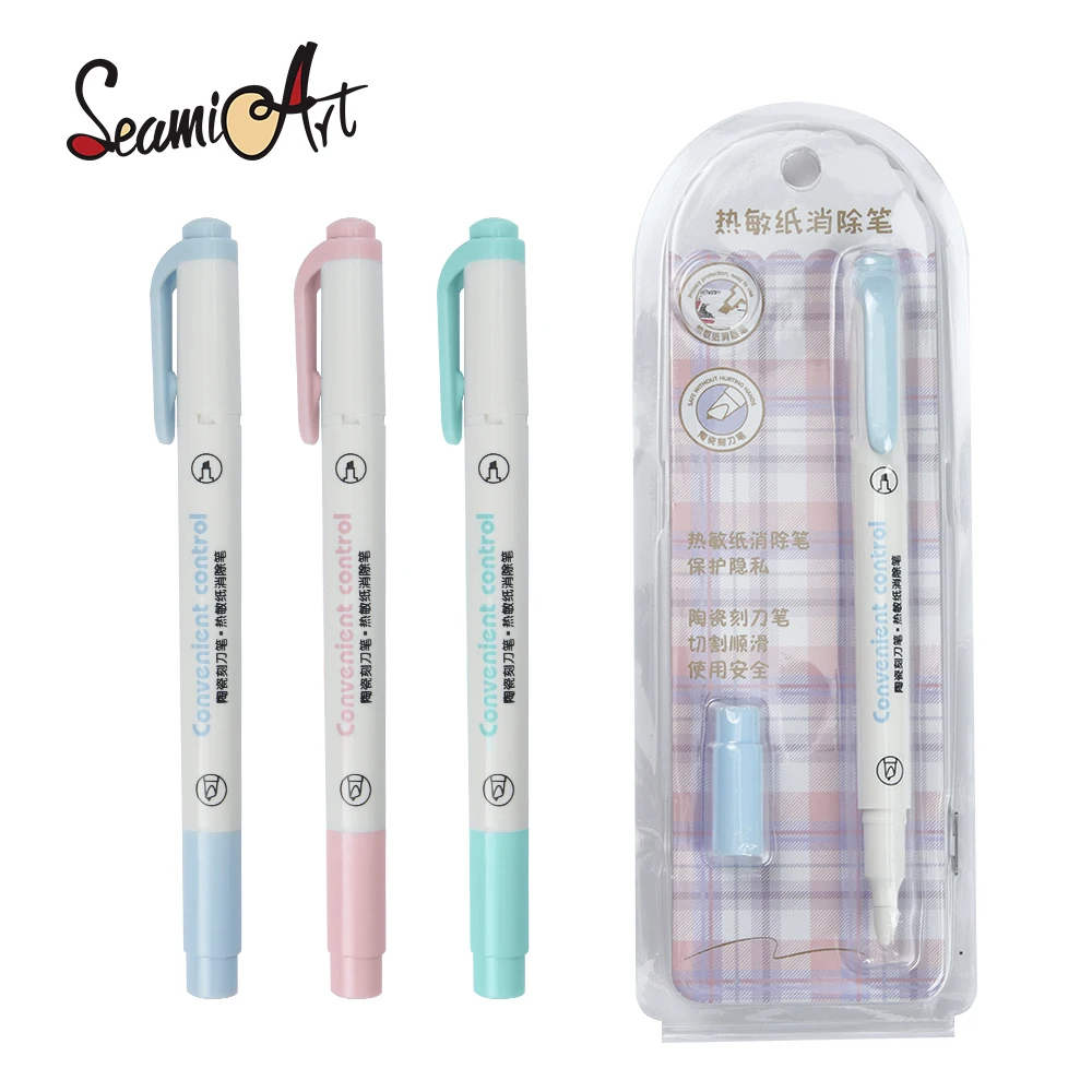 SeamiArt 1pc Dual Tip Eliminates Pen for Thermal Paper with Ceramic Cutter Tip Multifunction Pen for School Office Supplies