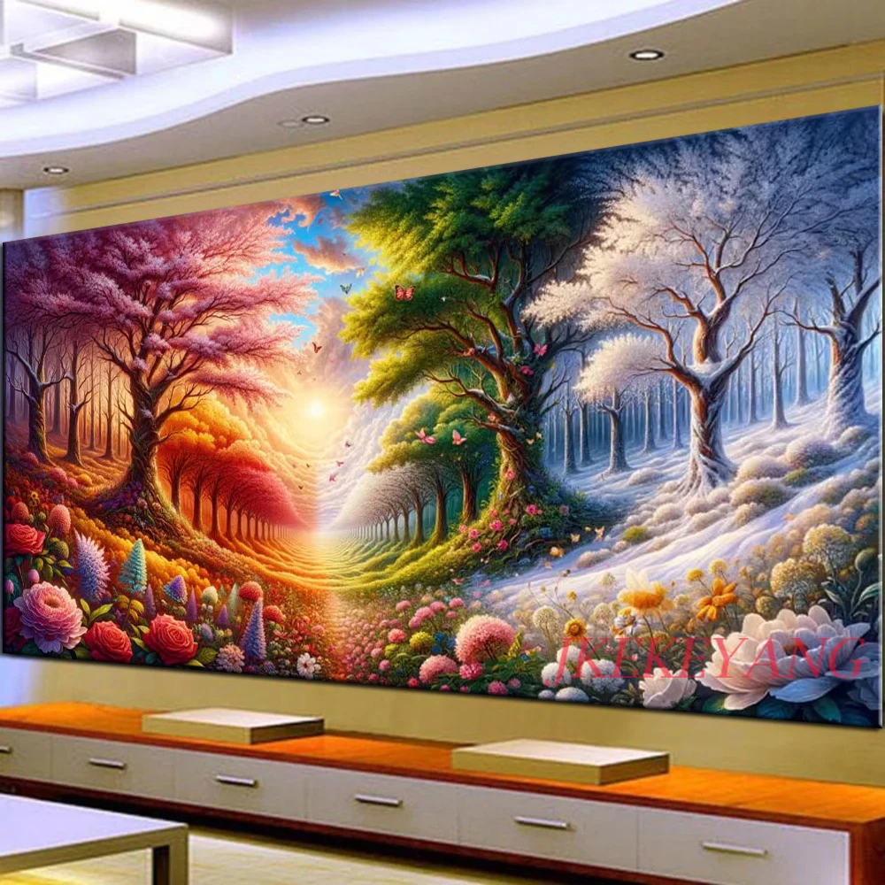 DIY Diamond Painting Cross Stitch Forest Four Seasons Trees Full Drills Diamond Mosaic New Collection 2024 Home Decor Gift