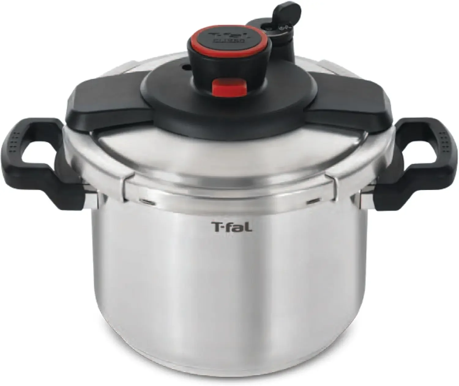 

T-fal Clipso Stainless Steel Pressure Cooker 6.3 Quart, Induction , Secure locking System, One Hand System, Recipe Book Included