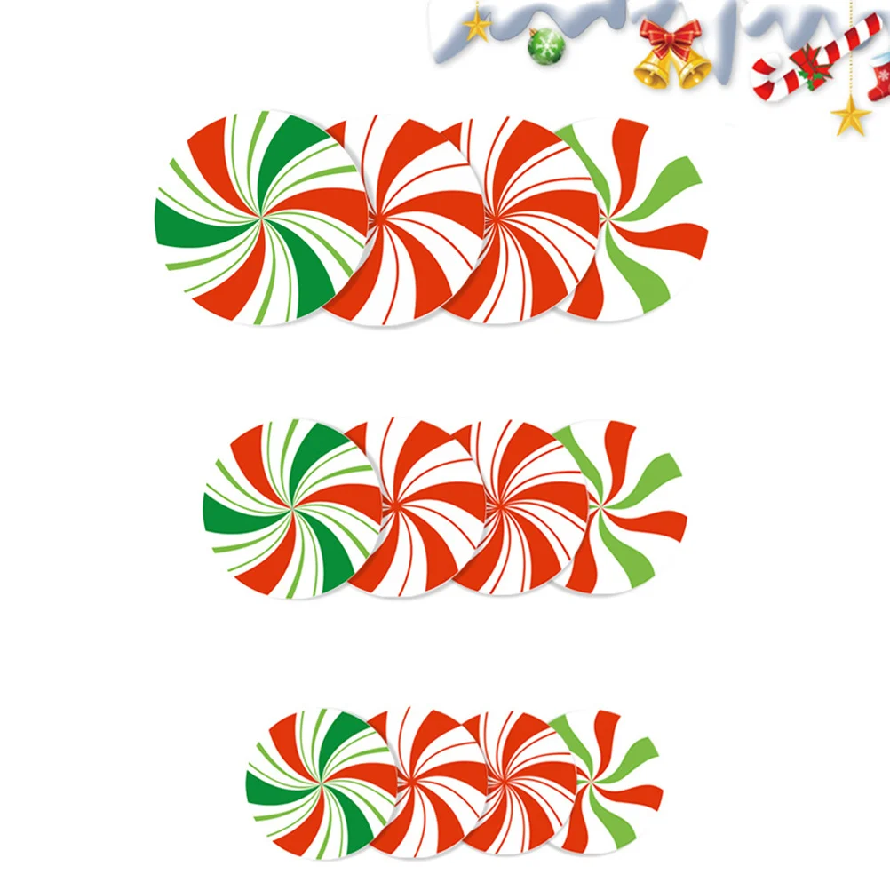 

12Pcs Christmas Party Decals Candy Stickers Round Shape for Home Wall Floor Decoration Christmas Decals Candy Sticker