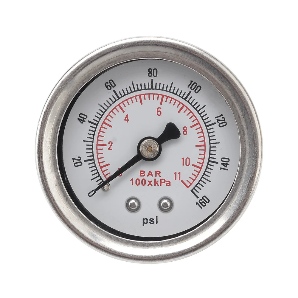 

For Fuel Injection Systems Universal 1/8 NPT Fuel Pressure Gauge Liquid Filled Polished Case 0-160 Psi And Adaptor Kit