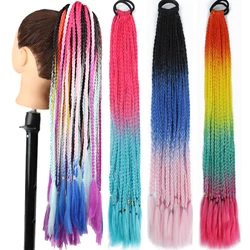 AZQUEEN SyntheticPonytail Hair Extensions False Overhead Tail With Rubber Elastic Band Braiding Rainbow Pigtail Hairpieces