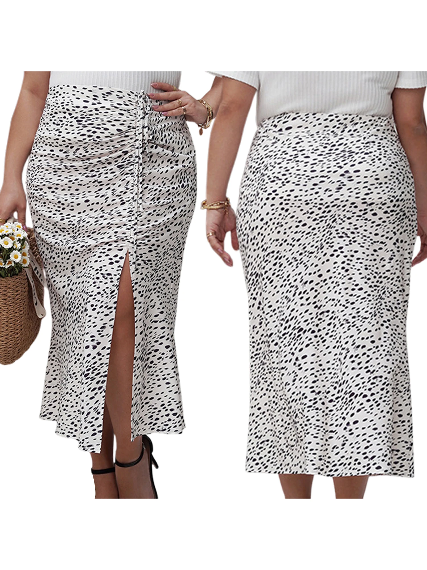 Women s Zebra Print Maxi Skirt with High Waist and Side Split Adjustable Drawstring A-Line Skirt in Plus Size for a Flattering