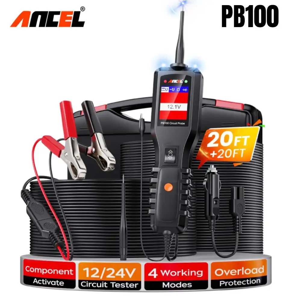 

ANCEL PB100 Power Circuit Probe Kit 12-24V Automotive Electrical Short Open Breaker Finder AC/DC Diode Resistance Digital Voltag