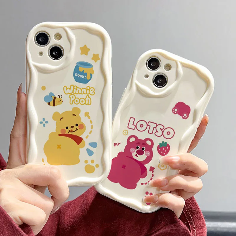 Disney Winnie Pooh Lotso Bear Wave Case For Huawei Mate 60 Pro 50 40 30 P60 Art P50 P40 Lite P30 Nova 9 SE 10 11 Honor 80 90