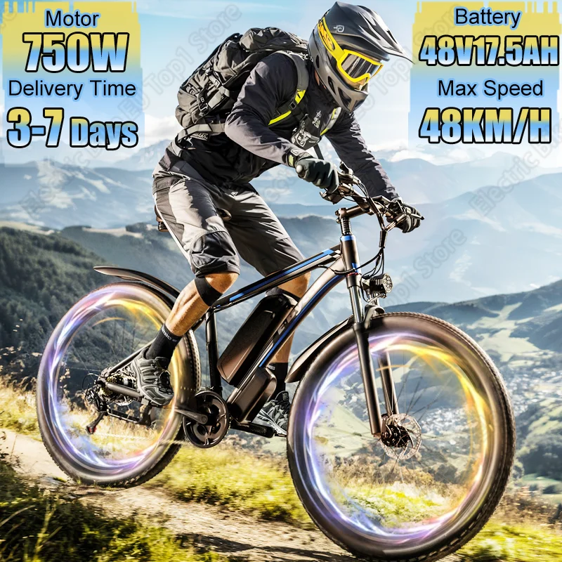 Ebike 750W Motor 48V17.5AH Lithium Battery Electric Bicycle Adult USB Charging Port 29 Inch Off-Road Tire Mountain Electric Bike