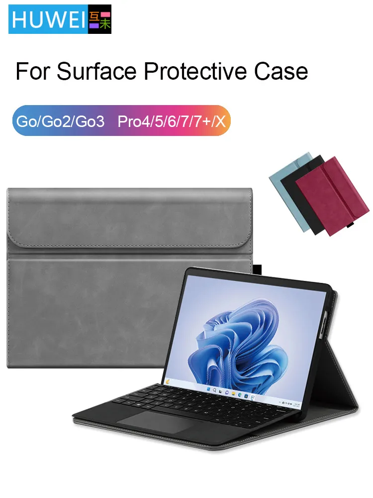 Étui pour Microsoft Surface Pro 11 10 9 8 7 6 5 4 housse de support en cuir PU Funda pour Surface Go 2 3 4 étuis de protection pour tablette