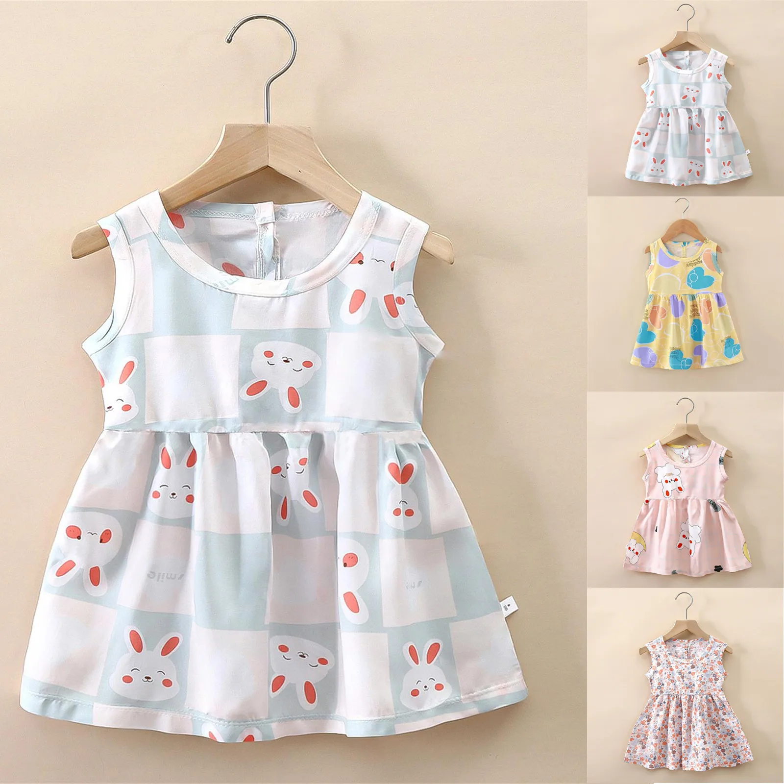 Girls Dress Summer 2024 New Floral Pattern Children\'s Skirt Cotton Sundress Cute Comfortable Baby Wearing Beach Holiday Dress