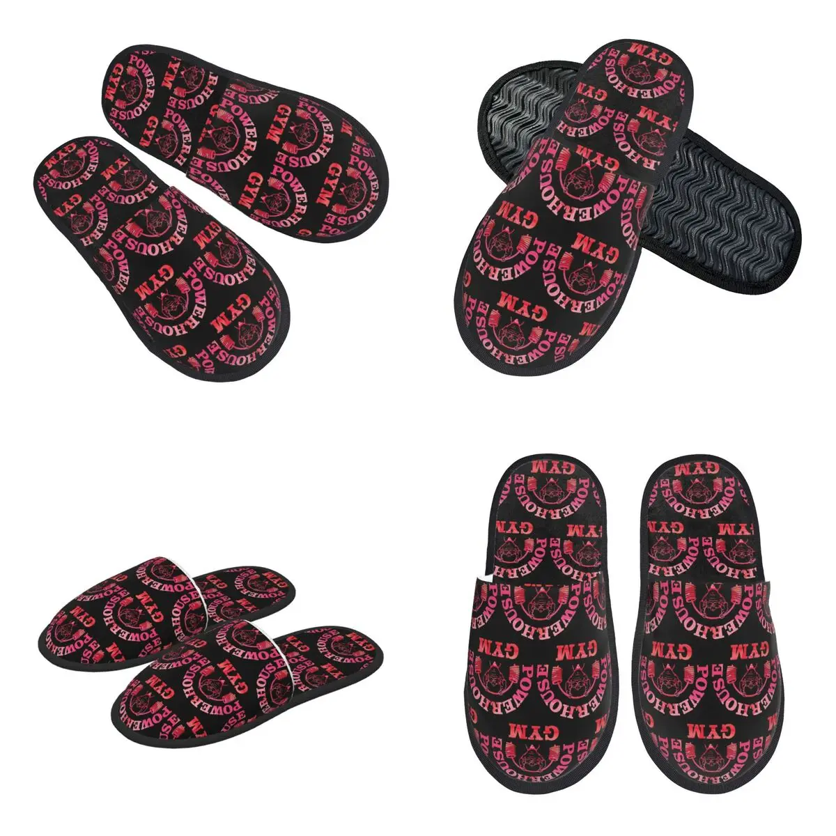 Custom Powerhouse Gym Fitness Building Muscle Slippers Memory Foam Warm Soft Women House Slipper Bedroom Cozy Shoes