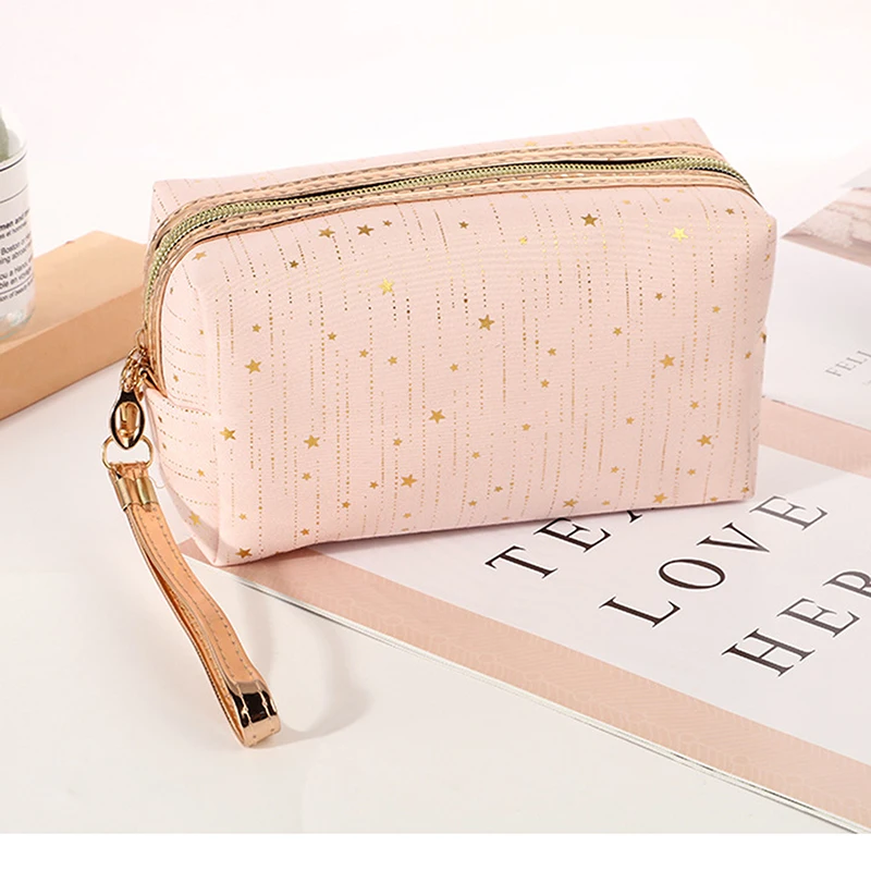 2024 Fashion Cosmetic Bag Women Bronzing Bling Stars Makeup Bags Travel Organizer Toiletry Kits Portable Make Up Bags Beautician