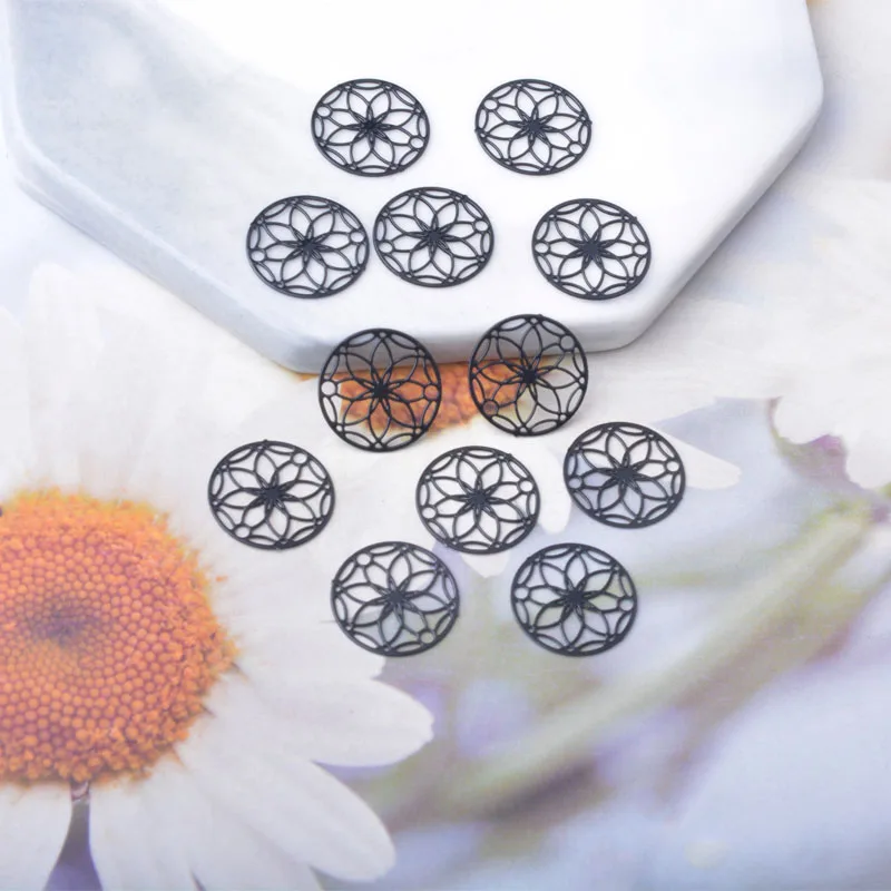 30 Stück AC10954 1,3 cm kleine runde Messing-Anhänger, dünne hellgoldene Verbindungsstücke für Armbänder, Anhänger, DIY-Schmuck, Halsketten, Ohrringe. – Detail 6
