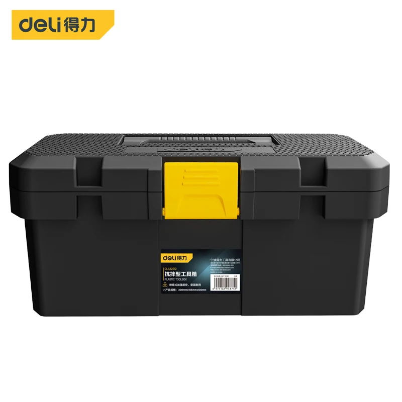 Deli 1Pcs Double Layer Household Tool Box Organizer Case Multifunctional Hardware Tool Storage Box Plastic Electrician Toolbox