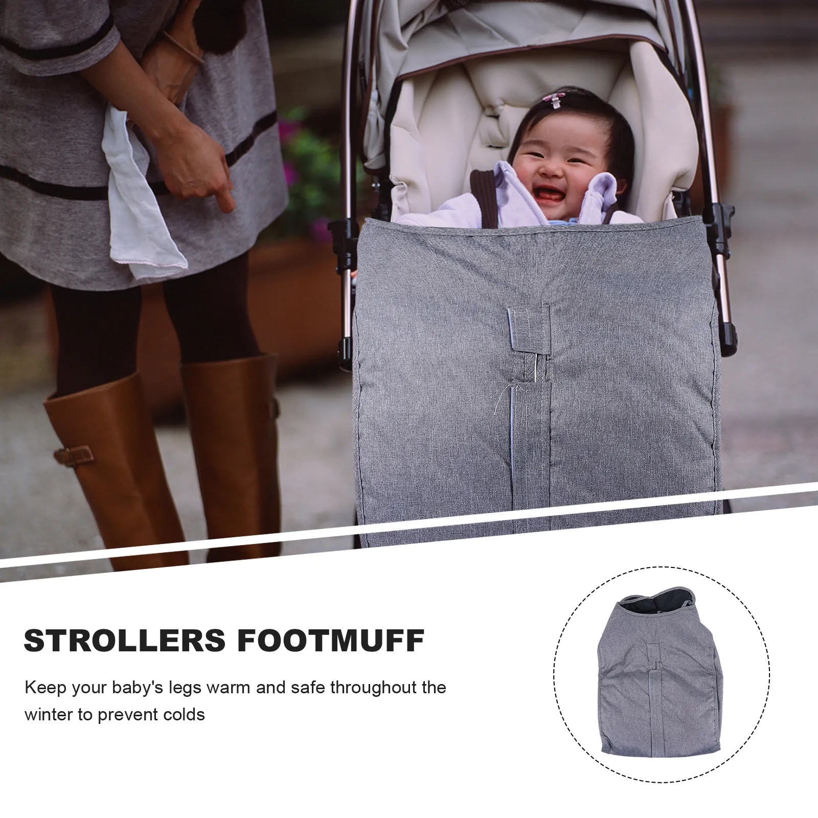 Stroller Windshield Cover Thickened Foot Muff for Babies Windproof Thermal Leg Warmer Universal Fit for Pushchair Pram Buggy view 3