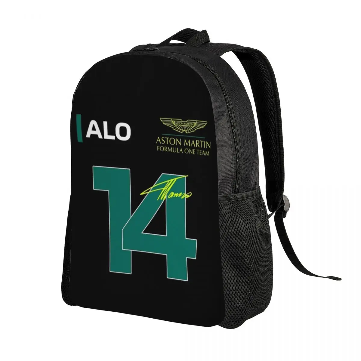 Customized 3D Print Fernando Alonso 14 Backpack Aston Martin School College Travel Bags Men Women Bookbag Fits 15 Inch Laptop