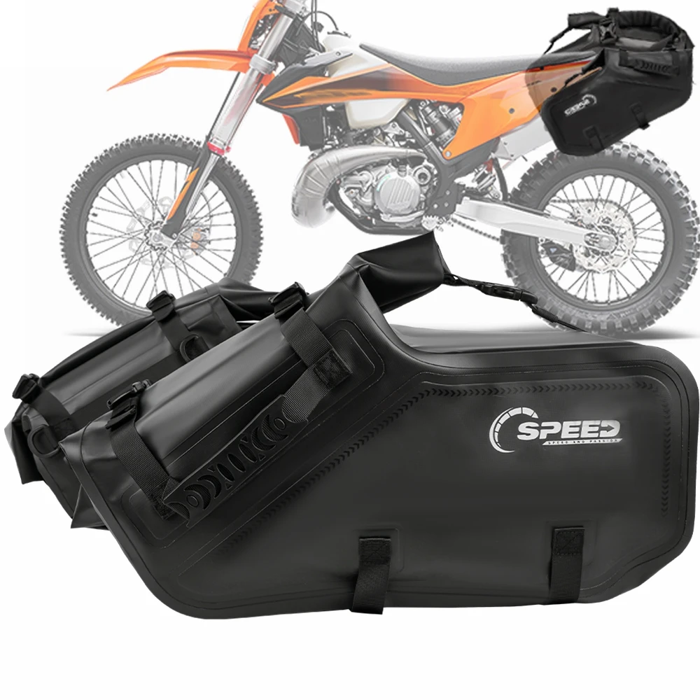 

28L Motorcycle Side Bag Motocross Saddle Tail Rear Seat Bag Waterproof Luggage Pack Storage Fork Travel Luggage Saddle Bag