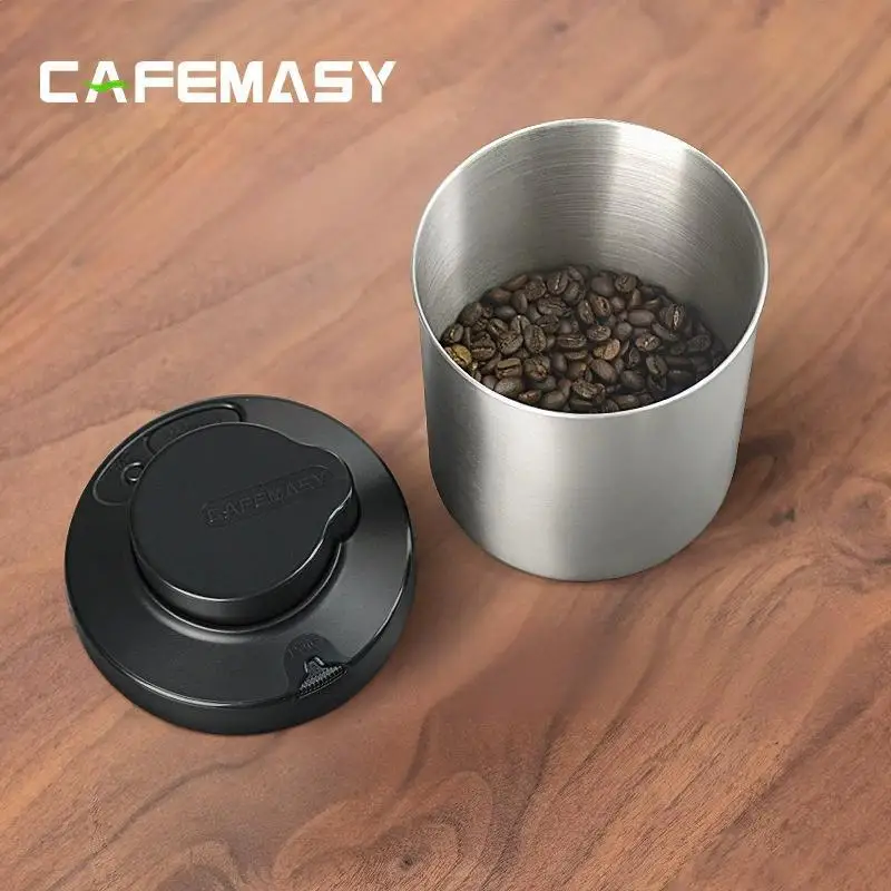 

CAFEMASY vacuum stainless steel sealed can is used for moisture-proof and fresh-keeping storage of tea coffee beans