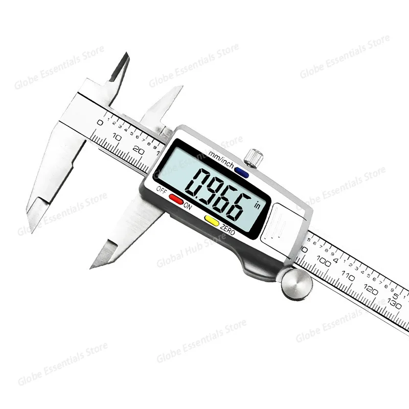 Electronic Digital Vernier Caliper - Internal & External Diameter Measuring Tool, Three-Color Buttons, Stainless Steel, 0-150mm