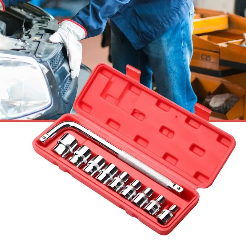 Socket Tool Set 10Piece Drive Wrench Set Socket Set Quick-Release Mechanics Hand Tool Kit Socket Adapter For Cycle