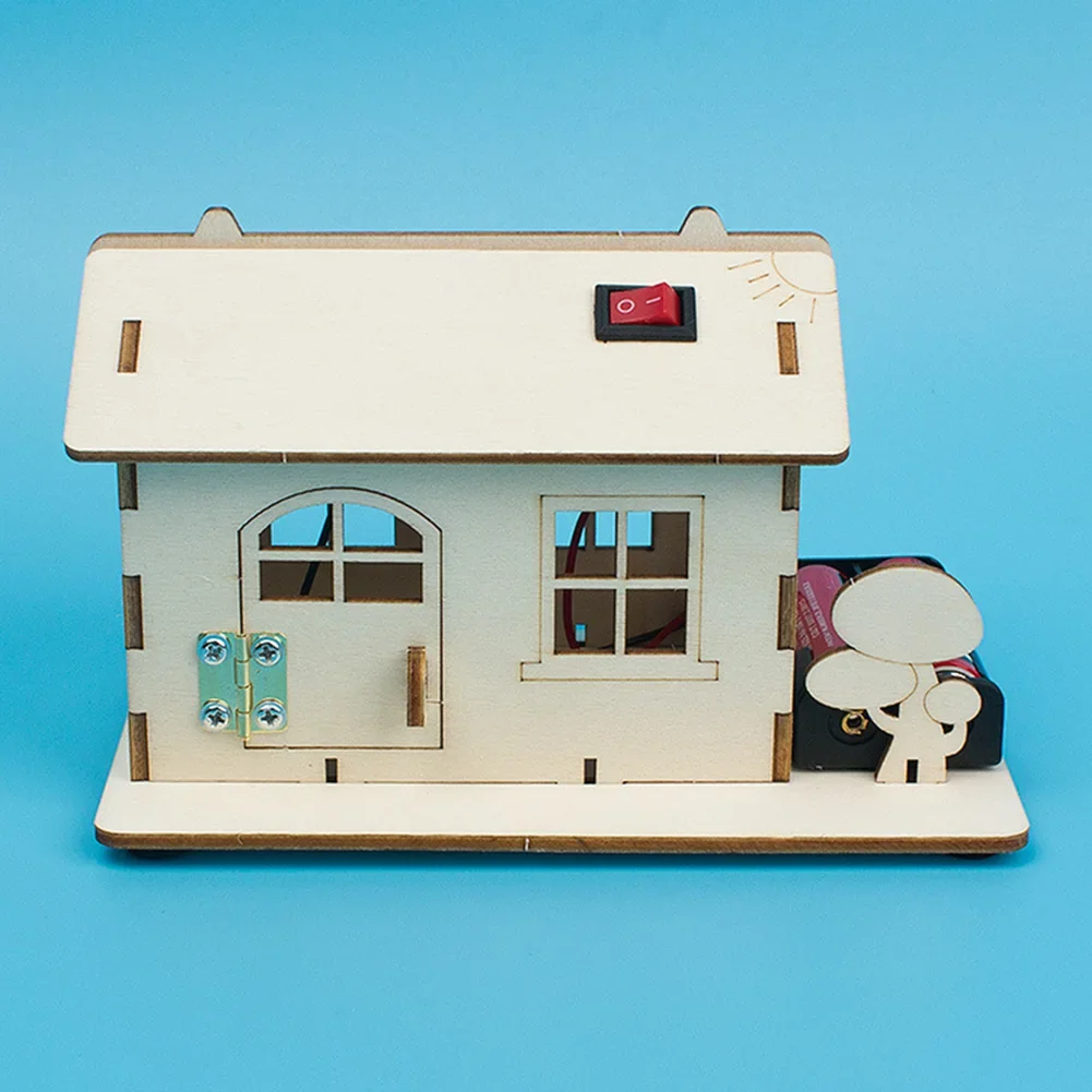 DIY 木製キャビンモデル 回路ライトアセンブリ付き STEM 科学実験おもちゃ エンジニアリングスキル開発 8-12歳向け
