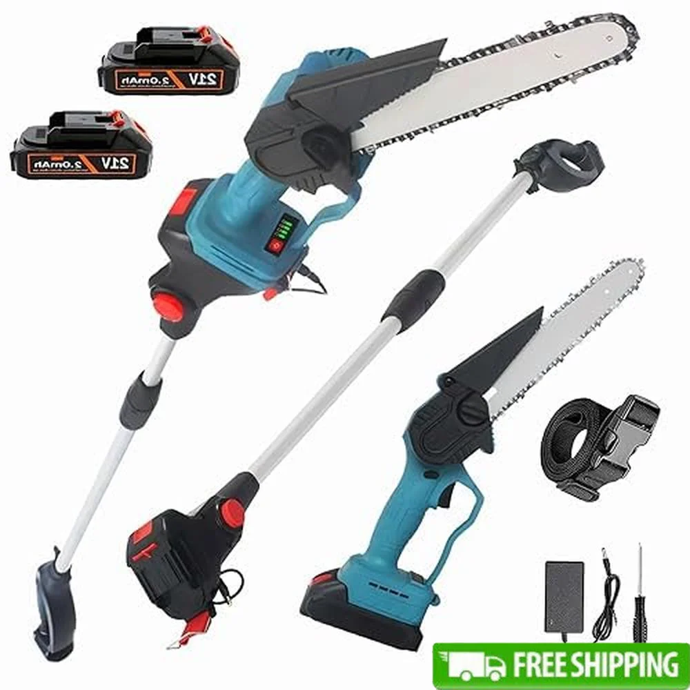 Brushless Electric Pole Saw with Mini Chainsaw 2-in-1 Cordless Battery Powered 8