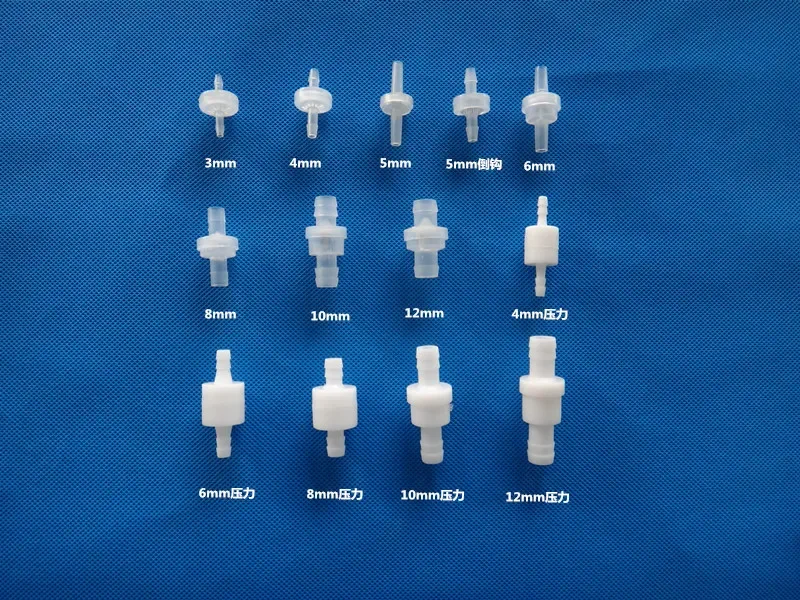 5Pc 3/4/5/6/8/10/12mm Plastic One Way Inline Check Valve Gas Air Liquid Water Fluids  for  Petrol Diesel Oils or Other