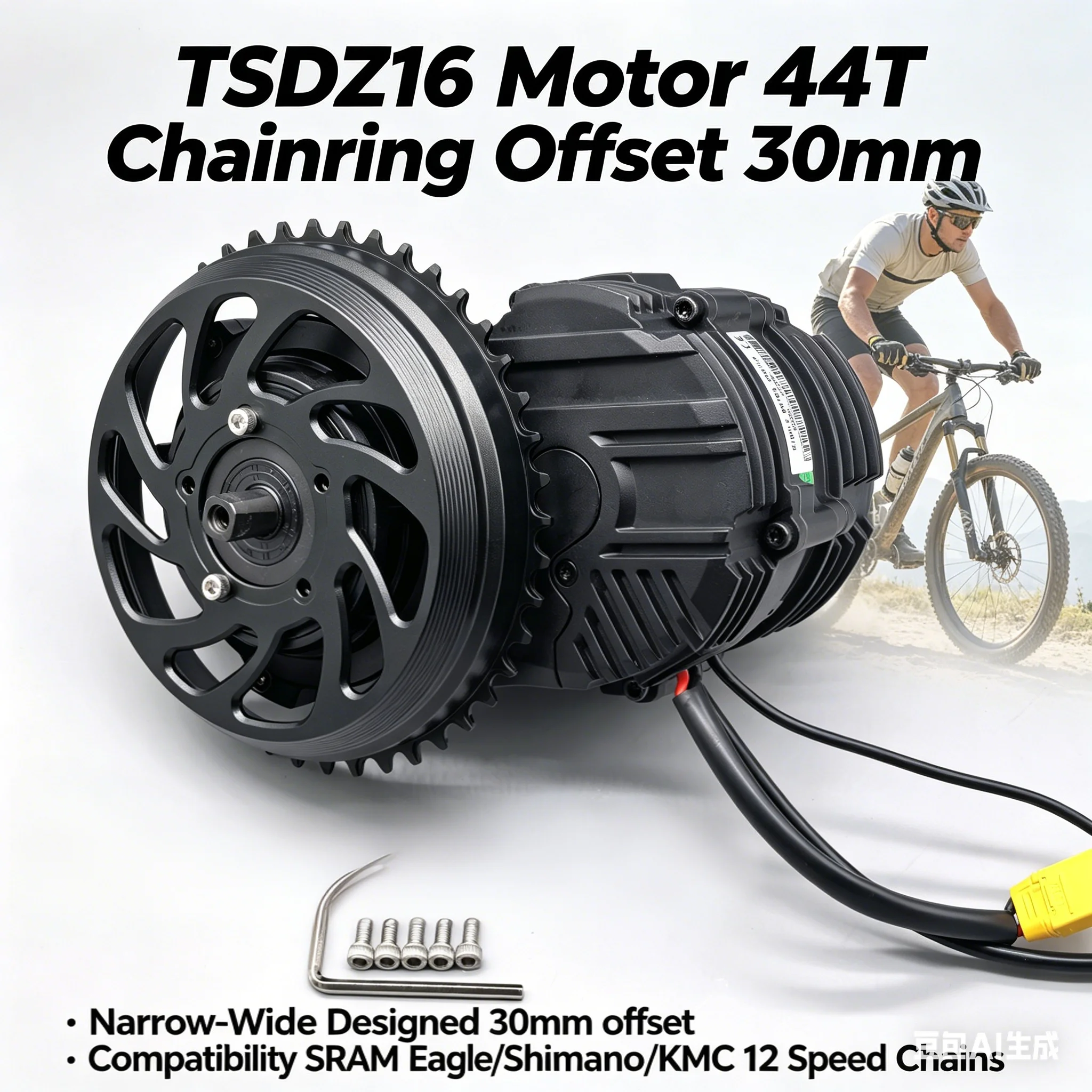

For TONGSHENG TSDZ16 Chainring 44T Narrow-Wide Designed Offset 30MM-Compatibility Sram Eagle/Shimano/KMC 12-speed