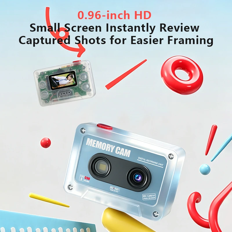 Fotocamera Digitale Stile Retrò a Forma di Cassette per Studenti Universitari, Compatta e Mini, Capace di Scattare Foto e Registrare Video