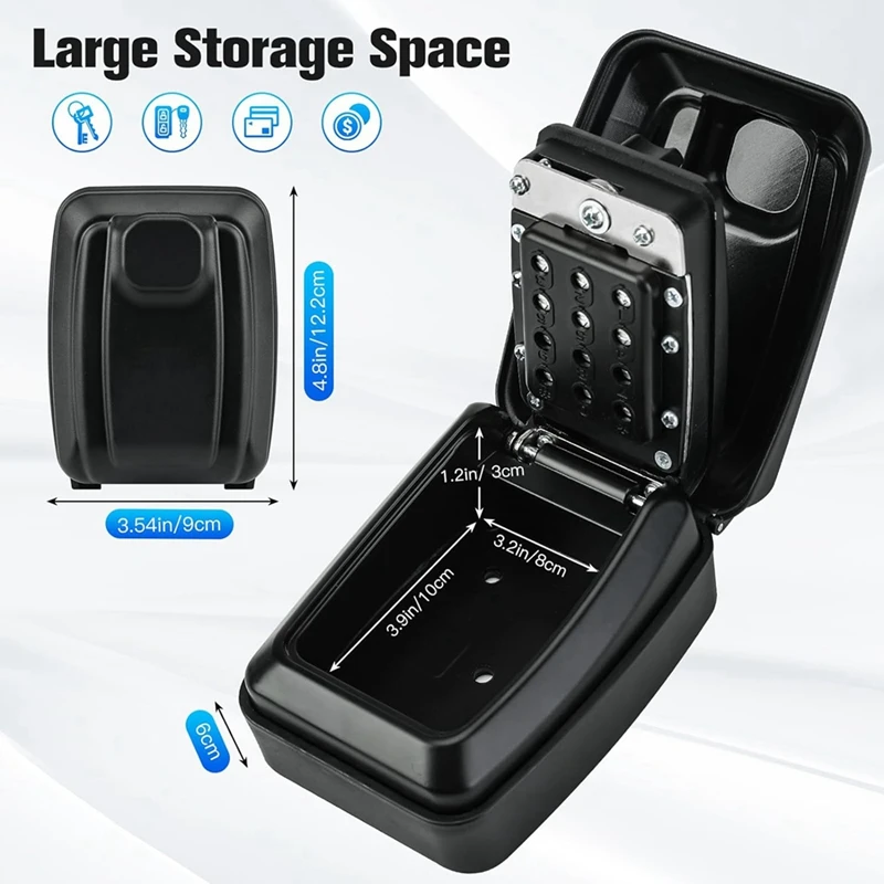 Key Lock Box For Outdoor Use, 12-Position Combination Key Storage Box With Weatherproof Cover, Suitable For Home Garage
