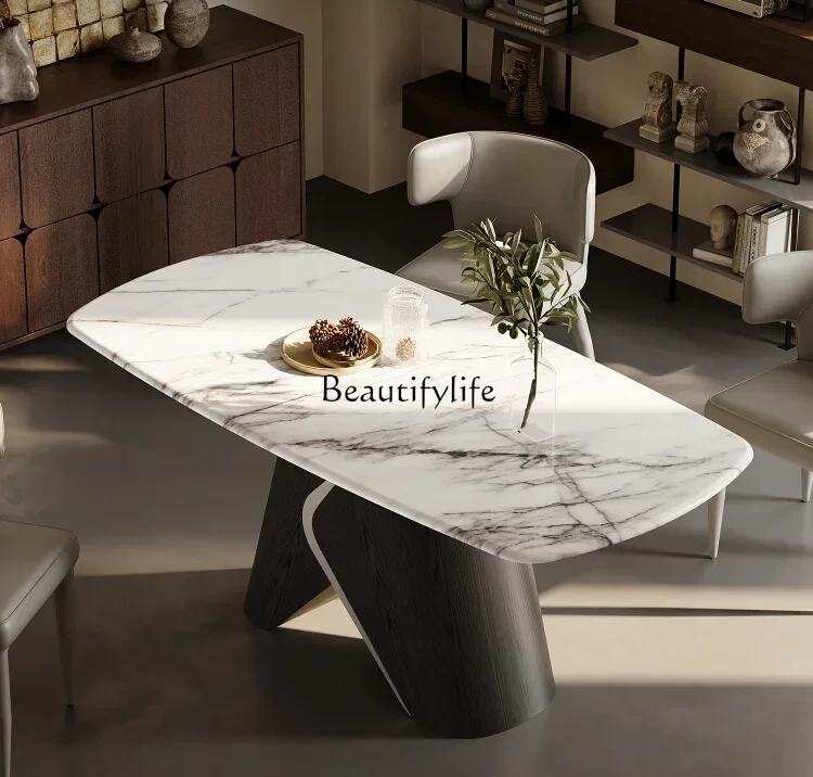 

lMarble Dining-Table Italian Minimalist High-End Small Apartment Dining Table Modern Simple and Light Luxury