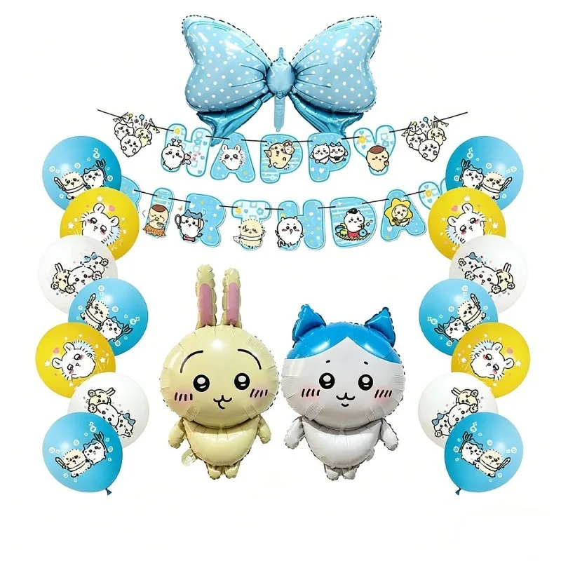 Cute Chiikawa Hachiware Usagi Balloon Garland Anime Kawaii Birthday Party Backdrop Banner Set Decoration Supplies Photo Kit Gift view 3