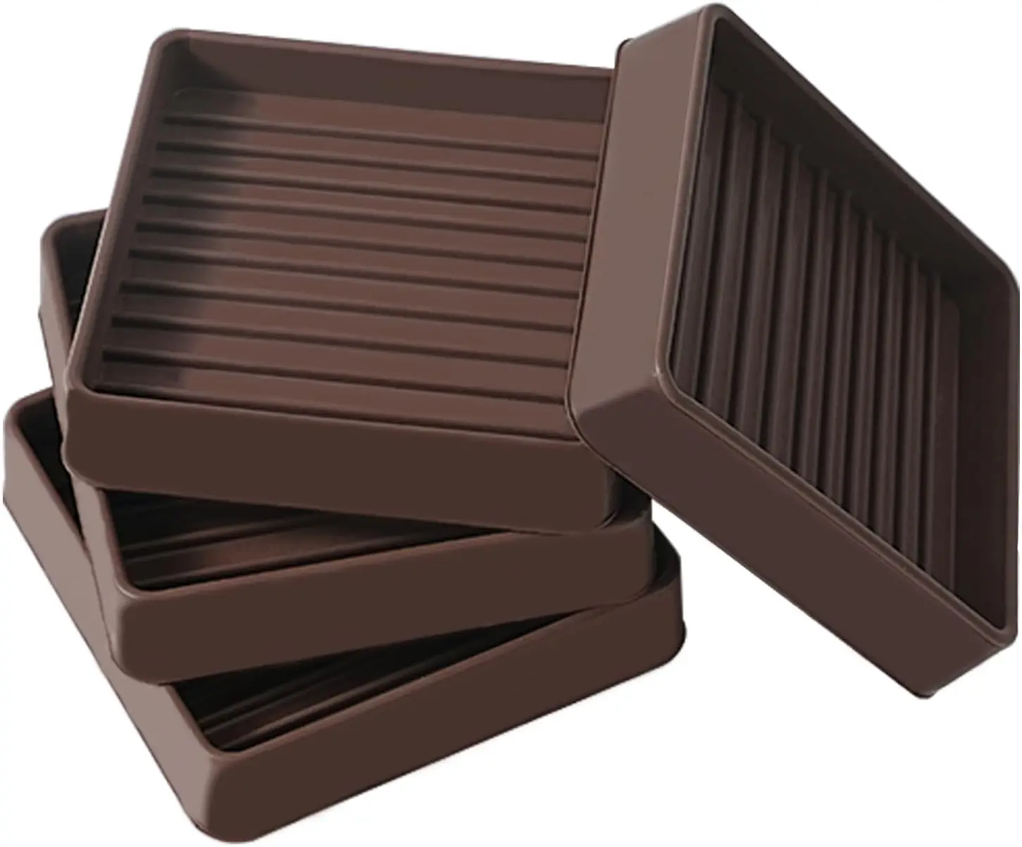 

2.5x2.5 Square Rubber Furniture Caster Cups, Anti-Sliding Furniture Pads Bed Stopper Floor Protectors with Grip - Protect Any Fl