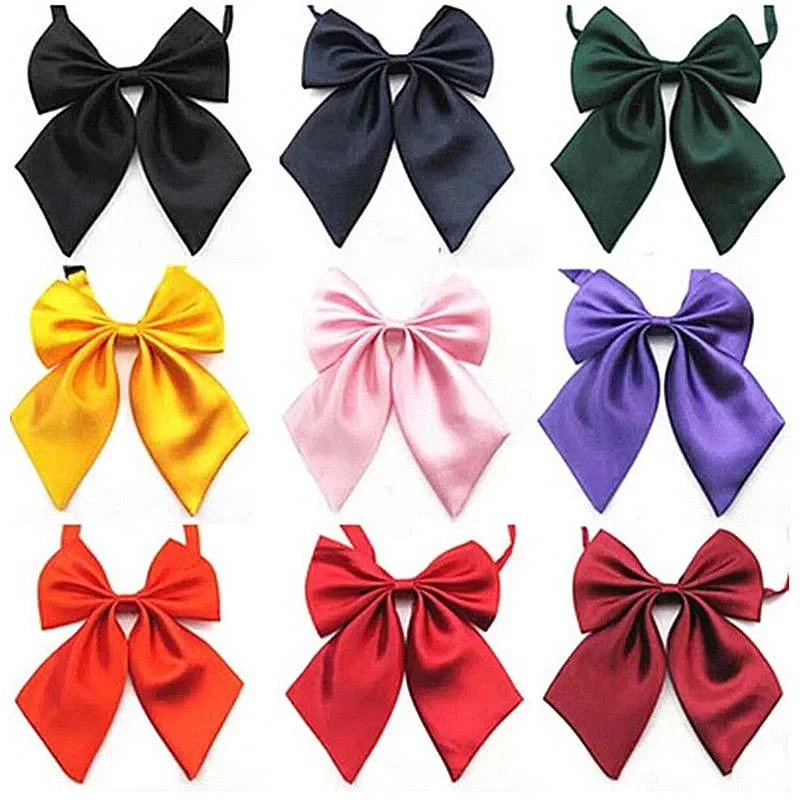 Adjustable Clip on Neck Wear School Uniform PLAIN Cravat Tie Necktie Tuxedo BowTie Butterfly  Ladies Womens Japanese Bowknot