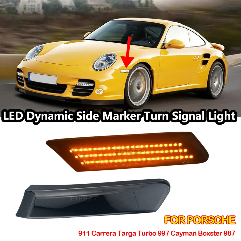 

New For Porsche 997 (911) GT2 / GT2 RS GT3 2006-2013 Dynamic Amber LED Car Side Marker Sequential Turn Signal Blinker Light