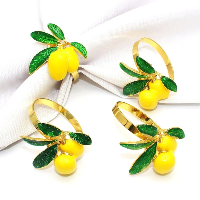 

10PCS Creative fruit lemon Table napkin rings Metal napkin holder for Table decoration and accessories New year decorations