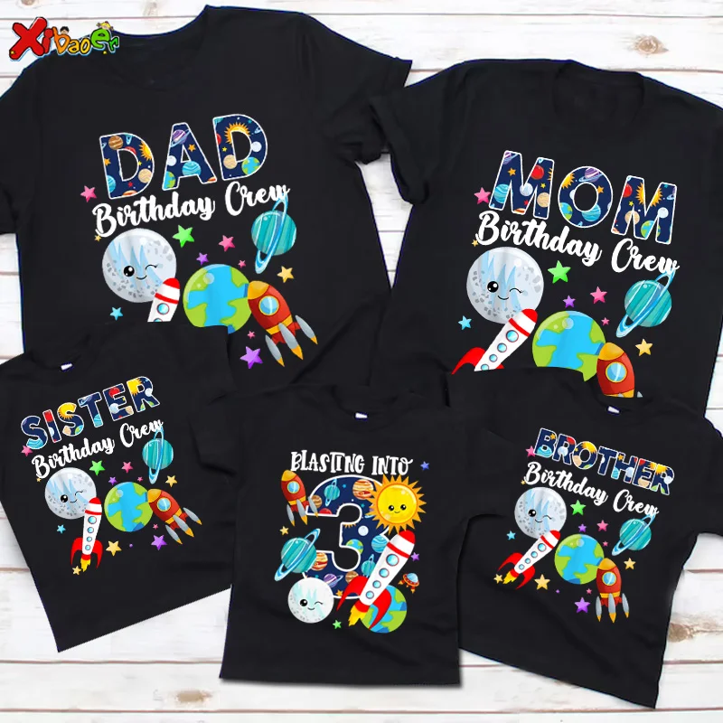 

Outer Space Family Matching Clothes Outfits Kids T shirt Astronaut Birthday Shirt Custom Space Party Boys Clothing Outfit Summer