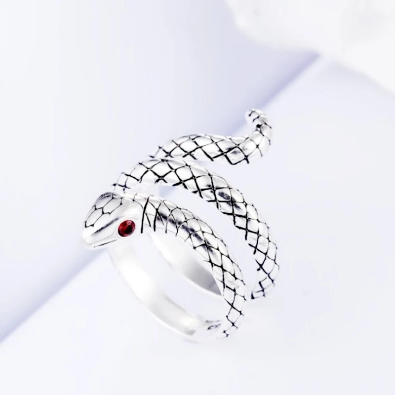 WYEAIIR 925 Sterling Silver Retro Thai Silver Cobra Multi-layer Resizable Opening Ring For Women Luxury Jewelry