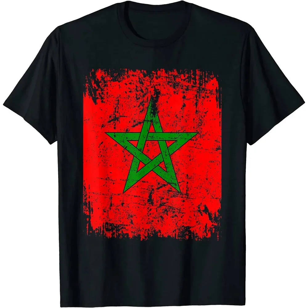 MA bandeira de Marrocos dos homens camiseta gráfica, 3D impressão Vestuário, Moroccan Spirit Totem, Unisex Emblema Tops, 2022