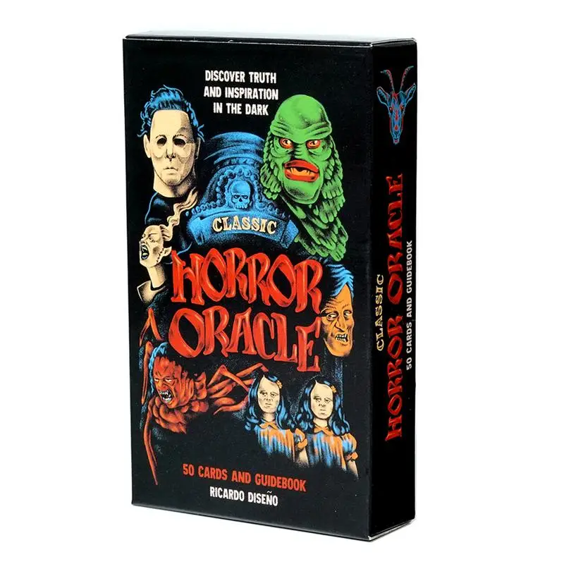 Classic Horror Tarot Cards Psychological Oracle Deck Portable Classic Horror Oracle Full English Version 50-Card Cards Game