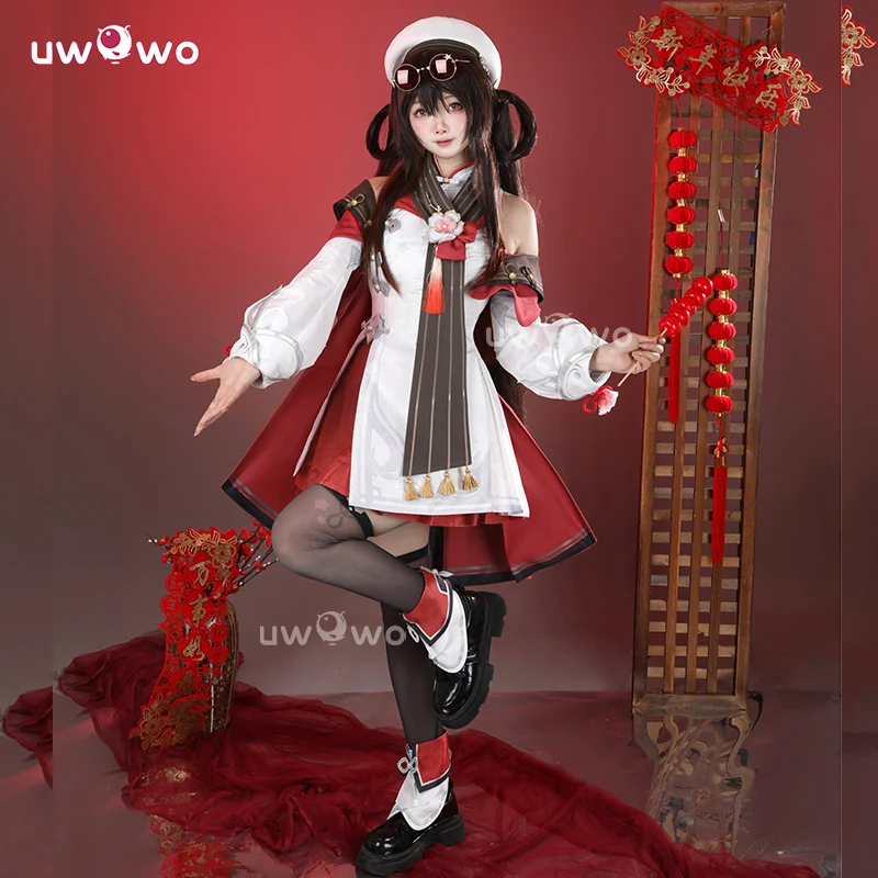 UWOWO Hutao Cosplay Collab Series: Game Genshin impact Hutao Cherries Snow Laden outfit Lantern Rite Cosplay Costume