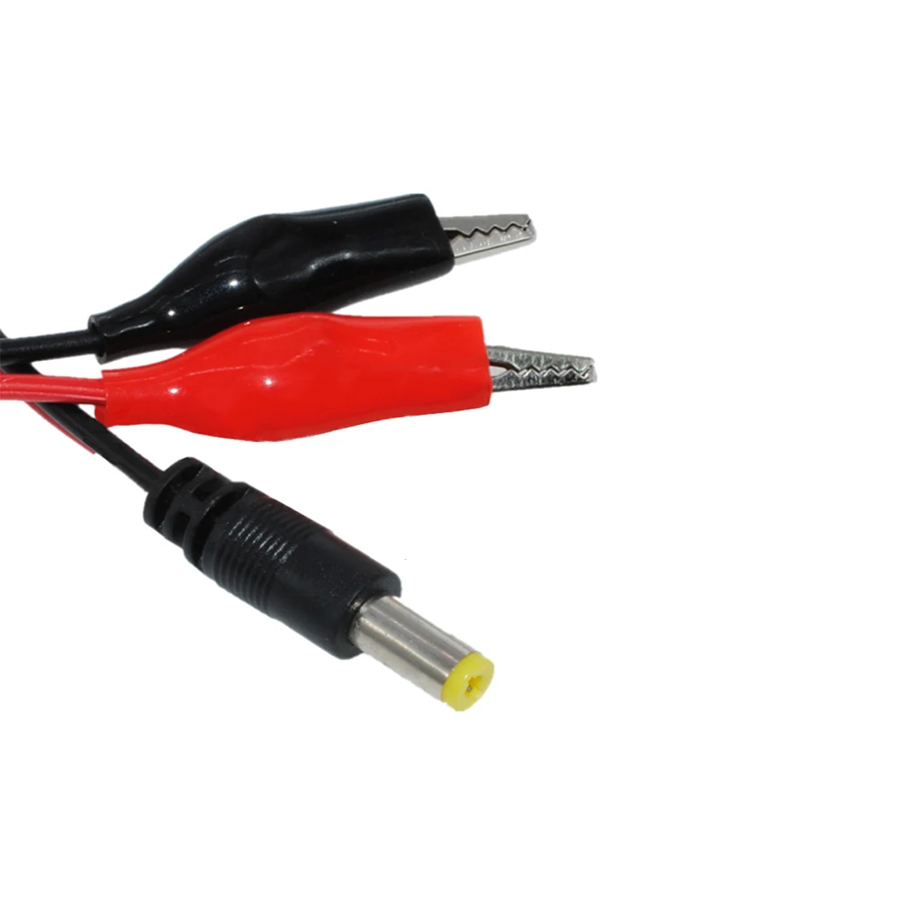 DC Male/Female to 2 Alligator Clips Connector – 5.5x2.1mm Power Plug, 25cm Crocodile Wire Test Leads