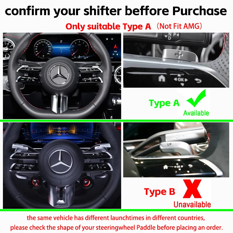 Für Mercedes-Benz A B C E S GLC EQE EQS Klasse 2021-2024 Auto Lenkrad Schaltwippen Aluminium DSG – Detail 1